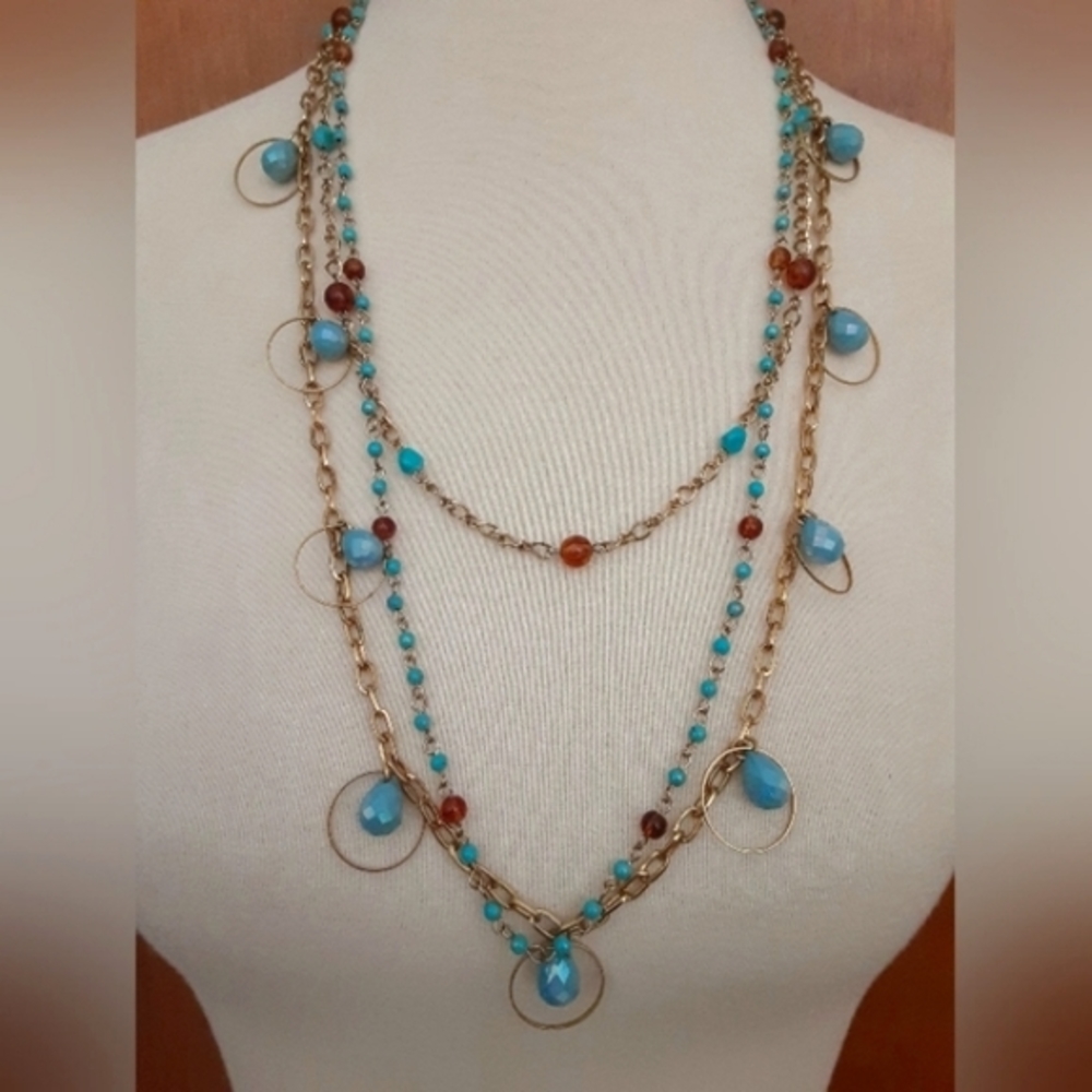 Beautiful, 3 chain, beaded necklace - 26"